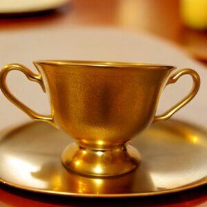 PICKARD Open Sugar Bowl, #595 Rose and Daisy 24K Gold Encrusted Rose U.S.A. Made